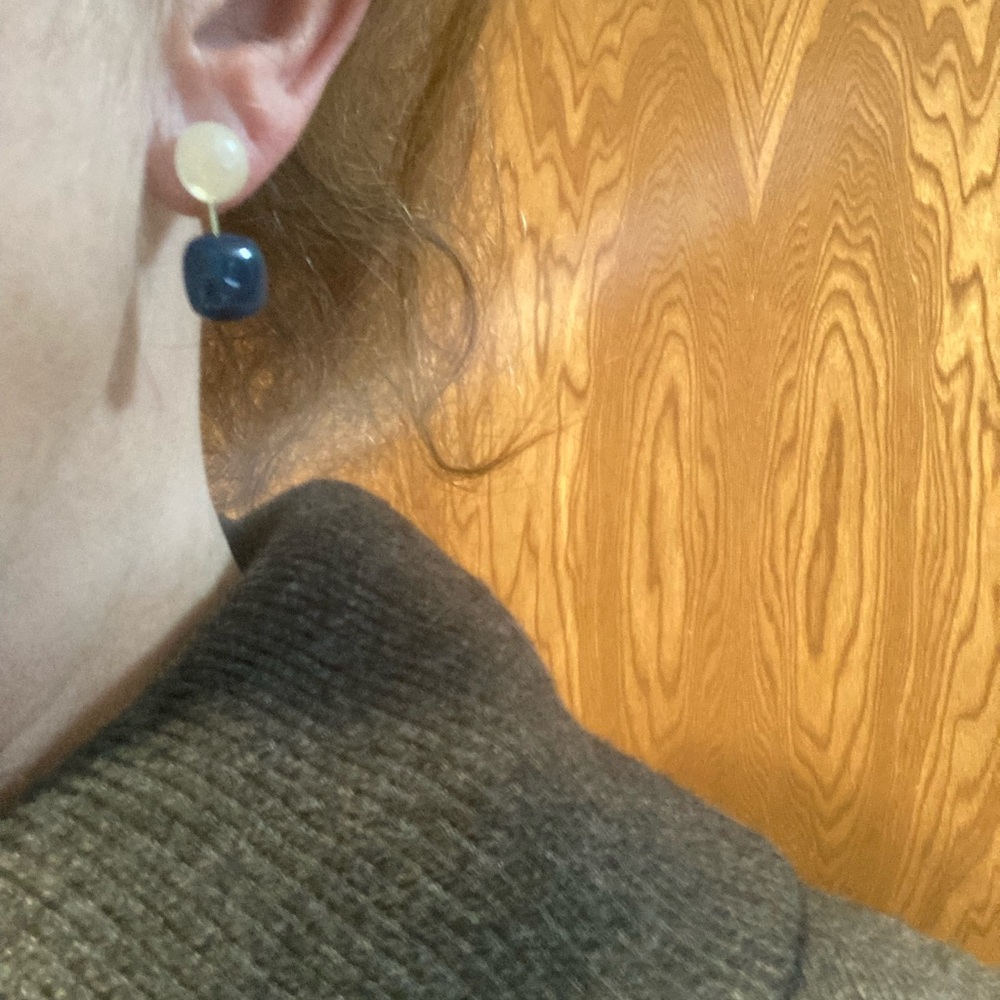 White marbled look &beautiful blue  simplistic yet classy looking earrings